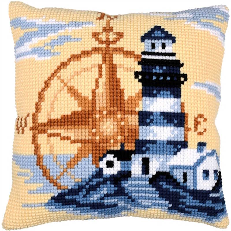 Nautical Printed Cross Stitch Cushion Kit by Vervaco