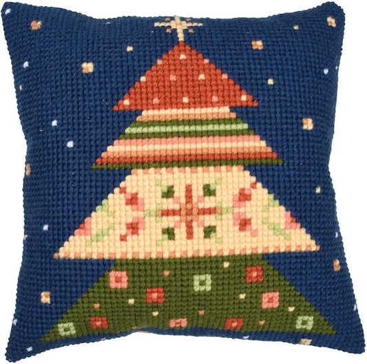 Nordic Christmas Tree Printed Cross Stitch Cushion Kit by Vervaco