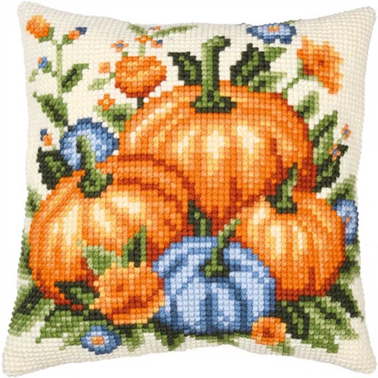 Pumpkins Printed Cross Stitch Cushion Kit by Vervaco