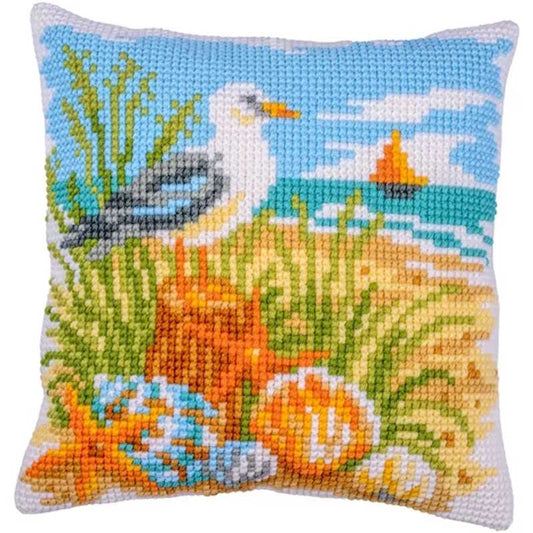 Ocean Breeze Printed Cross Stitch Cushion Kit by Vervaco
