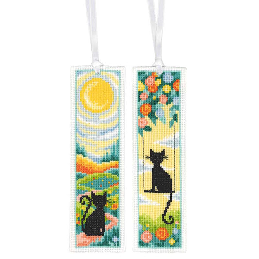 Cats in the Garden Bookmark Cross Stitch Kit By Vervaco