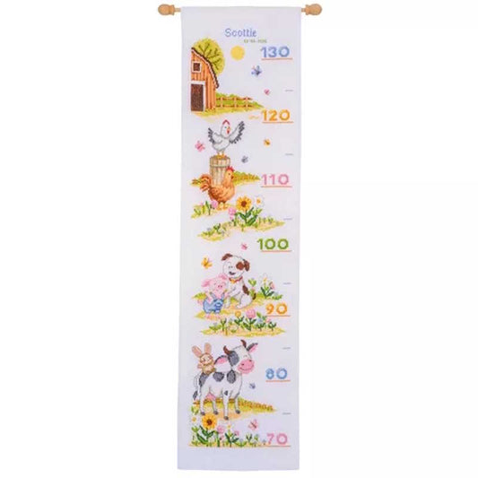 Farm Animals Height Chart Cross Stitch Kit By Vervaco