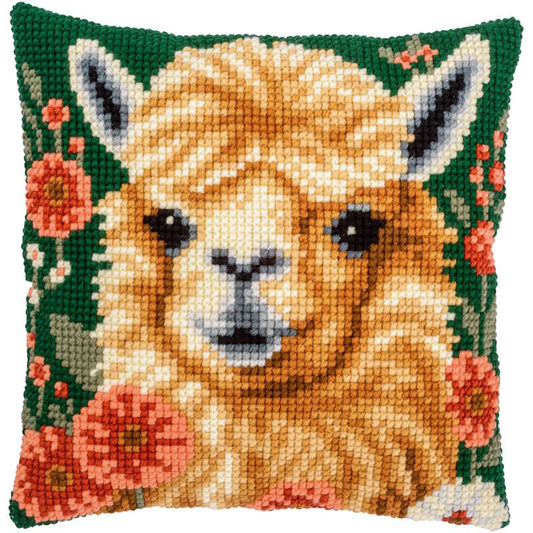 Alpaca Printed Cross Stitch Cushion Kit by Vervaco