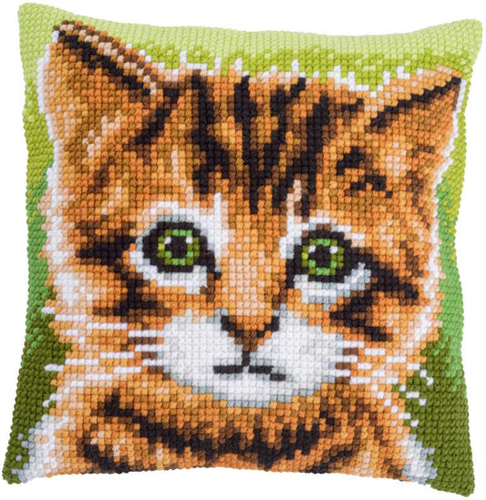 Kitten Printed Cross Stitch Cushion Kit by Vervaco