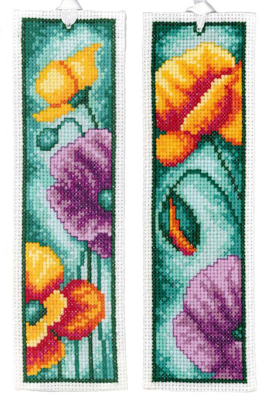 Poppies Bookmark Cross Stitch Kit By Vervaco 