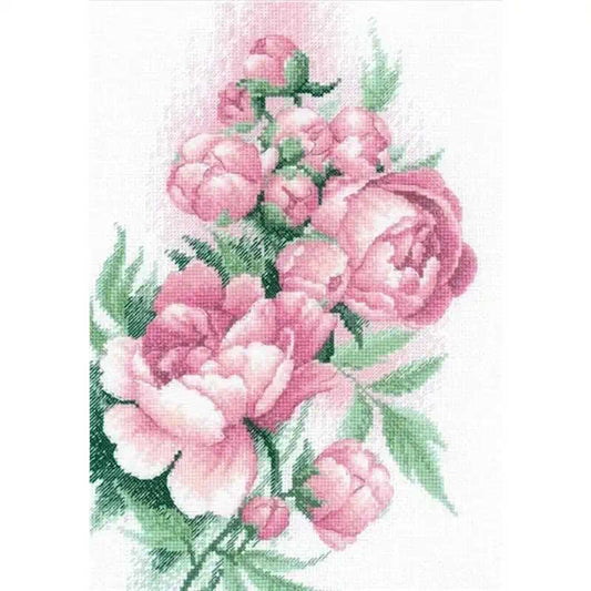 Lush Peonies Cross Stitch Kit By RIOLIS