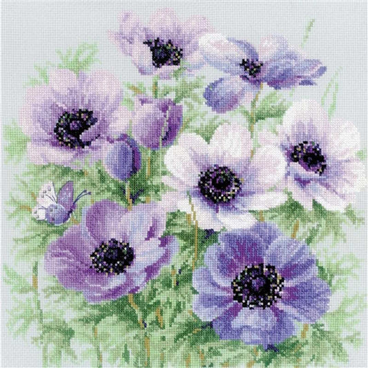 Purple Anemones Cross Stitch Kit By RIOLIS