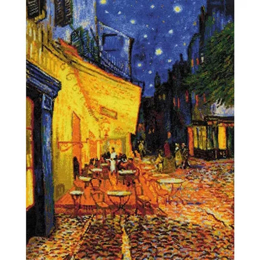Cafe Terrace at Night Cross Stitch Kit By RIOLIS 