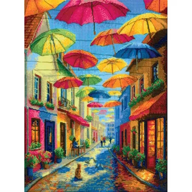 Colourful Umbrellas Cross Stitch Kit By RIOLIS