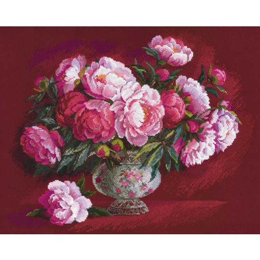 Luxurious Peonies Cross Stitch Kit By RIOLIS