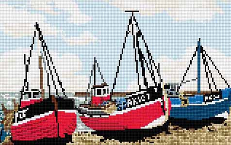 Fishing Boats, Hastings Tapestry Kit by Brigantia Needlework
