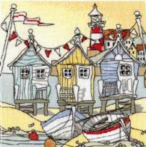 Beach Huts Two Cross Stitch Kit by Michael Powell