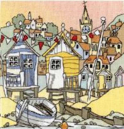 Beach Huts Three Cross Stitch Kit by Michael Powell