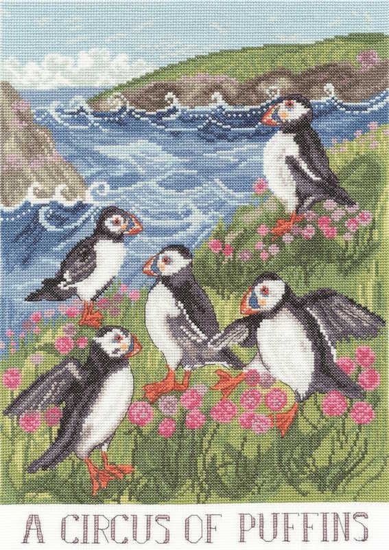 A Circus of Puffins Cross Stitch Kit By Bothy Threads