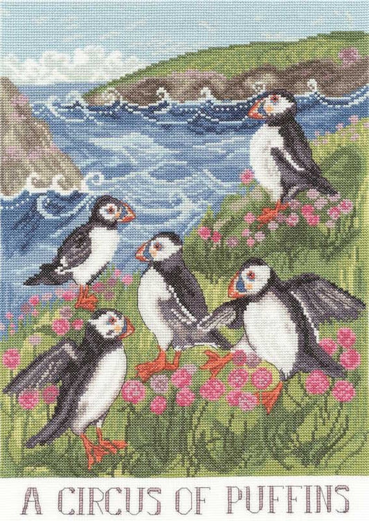 A Circus of Puffins Cross Stitch Kit By Bothy Threads