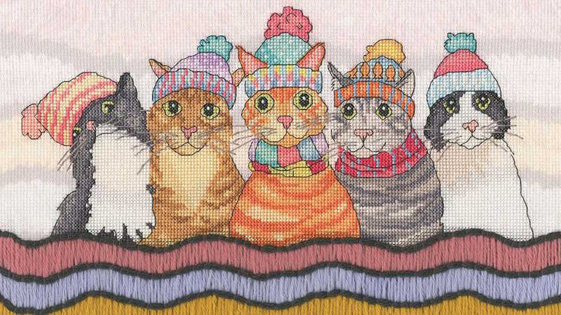 A Cosy Clowder Cross Stitch Kit By Bothy Threads
