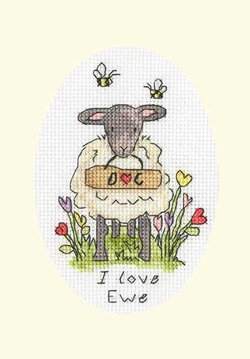 I Love Ewe Cross Stitch Card Kit By Bothy Threads