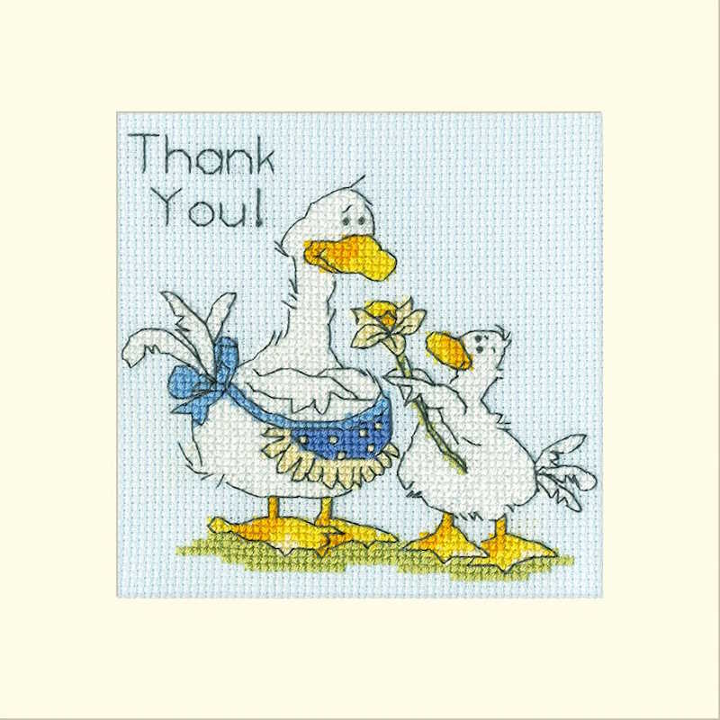 Thank You Cross Stitch Card Kit By Bothy Threads