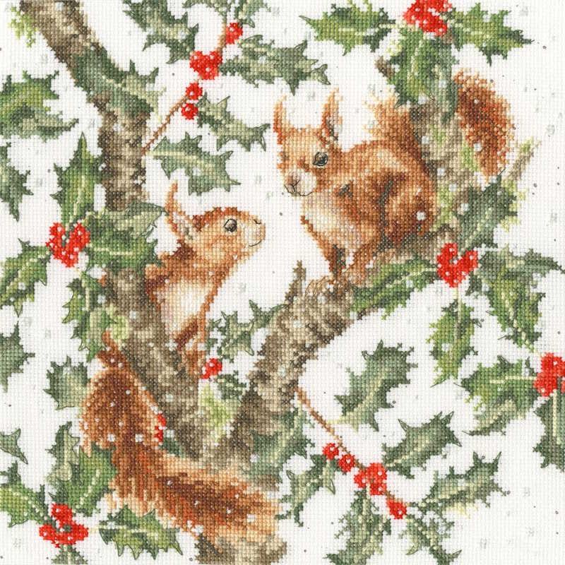 Under the Holly Boughs Cross Stitch Kit By Bothy Threads