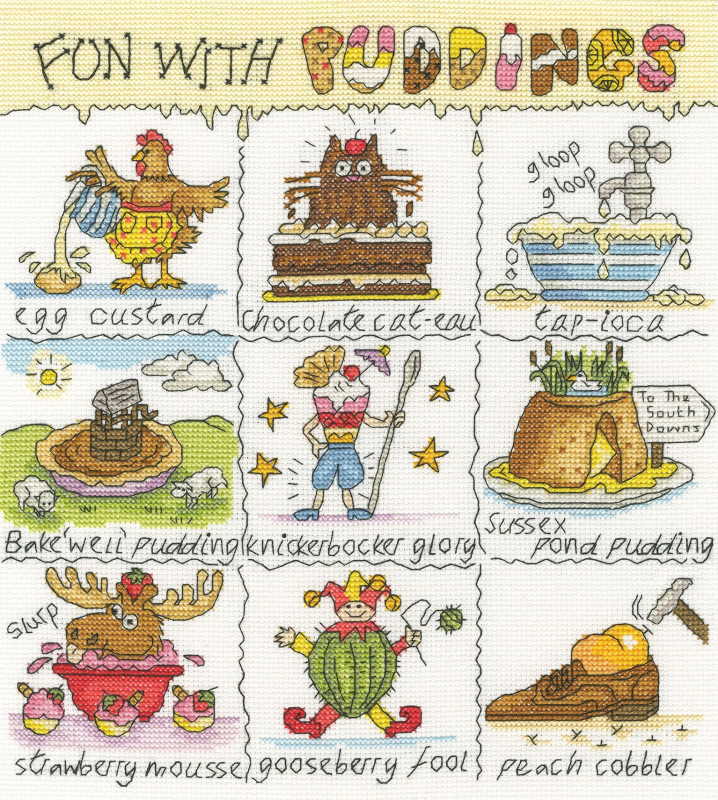 Fun With Puddings Cross Stitch Kit By Bothy Threads