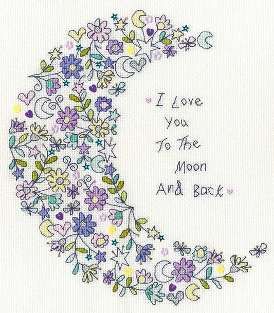 Love You to the Moon Cross Stitch Kit By Bothy Threads