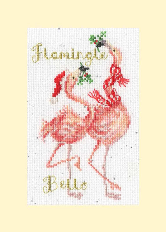 Flamingle Bells Cross Stitch Christmas Card Kit by Bothy Threads