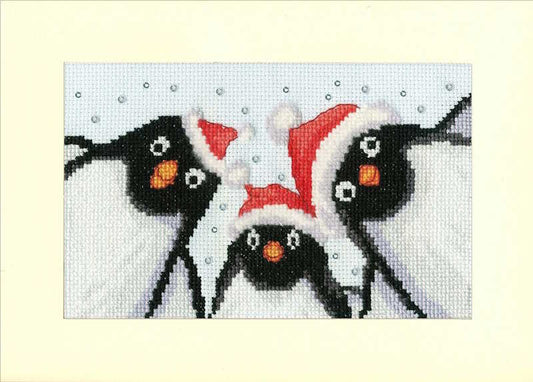 Penguin Selfie Cross Stitch Christmas Card Kit by Bothy Threads