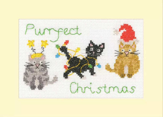 Purrfect Christmas Cross Stitch Christmas Card Kit by Bothy Threads