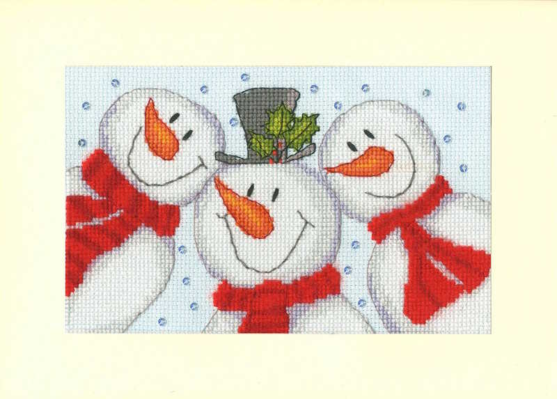 Snowman Selfie Cross Stitch Christmas Card Kit by Bothy Threads