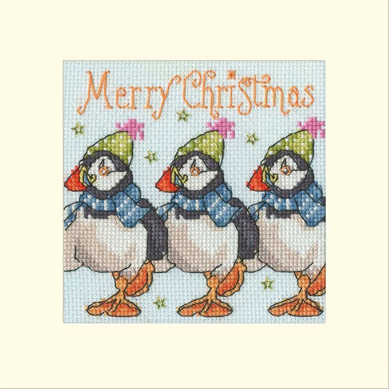 Huffin' Puffin Cross Stitch Christmas Card Kit by Bothy Threads