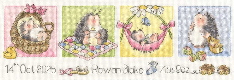 Little Hoglet Birth Sampler Cross Stitch Kit By Bothy Threads