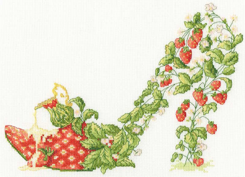 Strawberries and Cream Cross Stitch Kit By Bothy Threads
