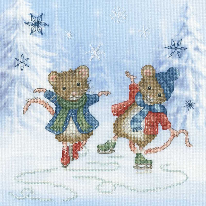 Festive Figure Skaters Cross Stitch Kit By Bothy Threads