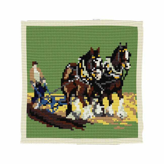 Ploughing Printed Cross Stitch Kit by Brigantia Needlework