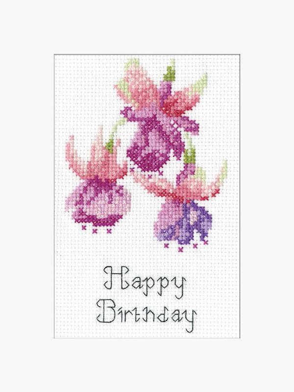 Fuchsia Cross Stitch Card Kit by Heritage Crafts