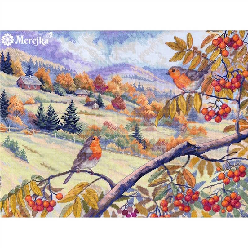 Hills Laced with Gold cross stitch kit by merejka