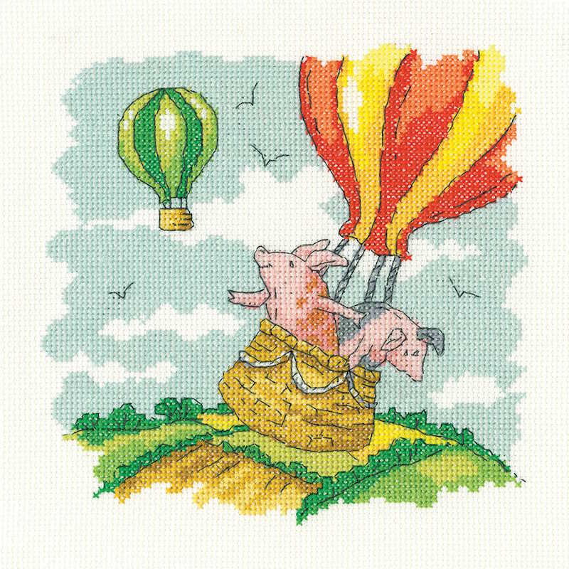 Pigs Might Fly Cross Stitch Kit by Heritage Crafts