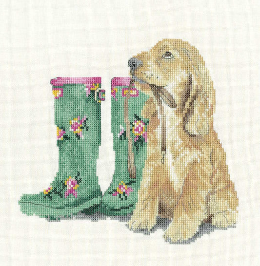 Waiting for Walkies Cross Stitch Kit by Heritage Crafts