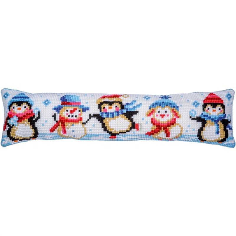 Snow Fun Printed Cross Stitch Cushion Kit by Vervaco 