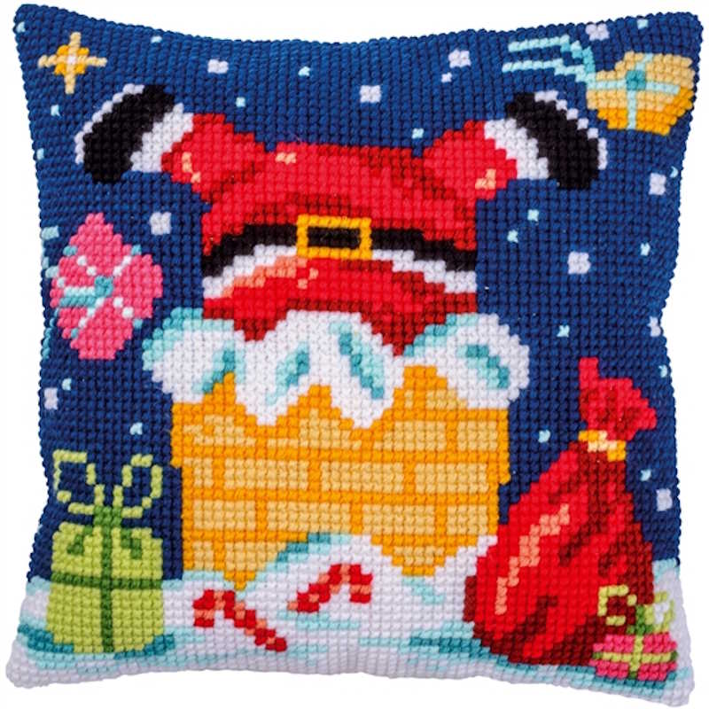 Chimney Santa Printed Cross Stitch Cushion Kit by Vervaco