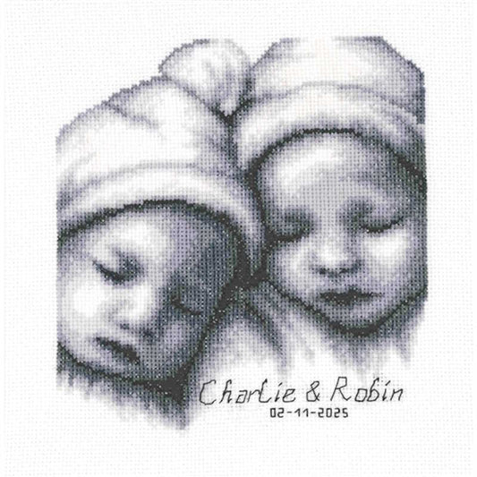 Twins Birth Sampler Cross Stitch Kit By Vervaco 