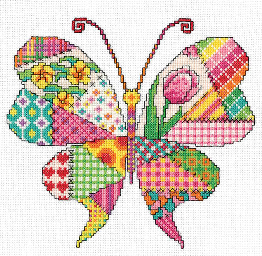 Patchwork Butterfly Cross Stitch Kit by Heritage Crafts