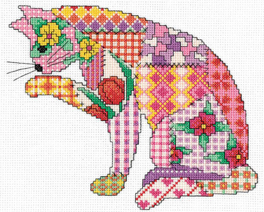 Patchwork Cat Cross Stitch Kit by Heritage Crafts