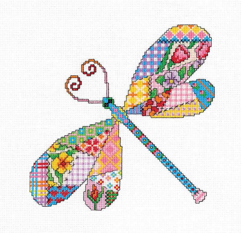 Patchwork Dragonfly Cross Stitch Kit by Heritage Crafts 