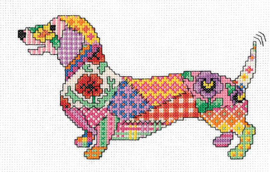 Patchwork Dog Cross Stitch Kit by Heritage Crafts