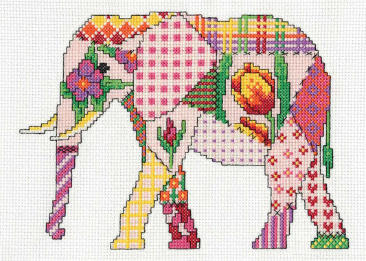 Patchwork Elephant Cross Stitch Kit by Heritage Crafts