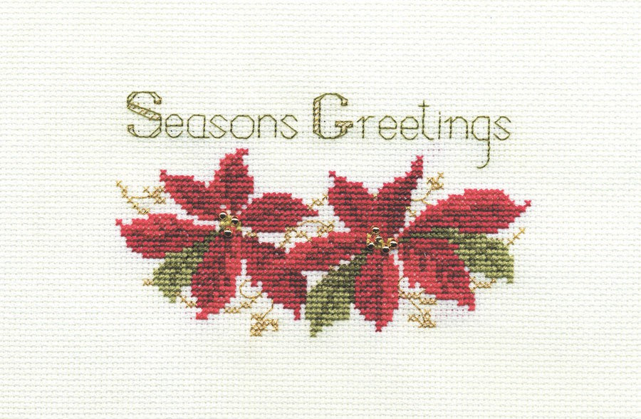 Poinsettias Cross Stitch Christmas Card Kit by Derwentwater Designs