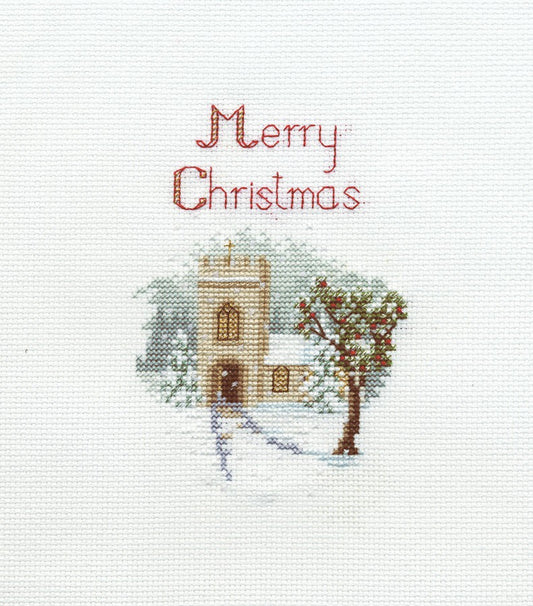 The Church Cross Stitch Christmas Card Kit by Derwentwater Designs