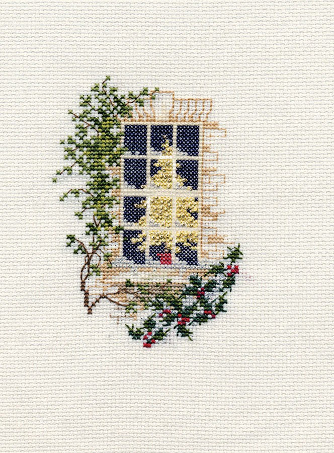 Christmas Window Cross Stitch Christmas Card Kit by Derwentwater Designs