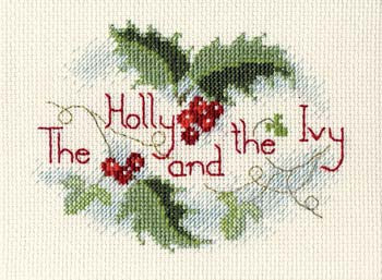 The Holly and the Ivy Cross Stitch Christmas Card Kit by Derwentwater Designs